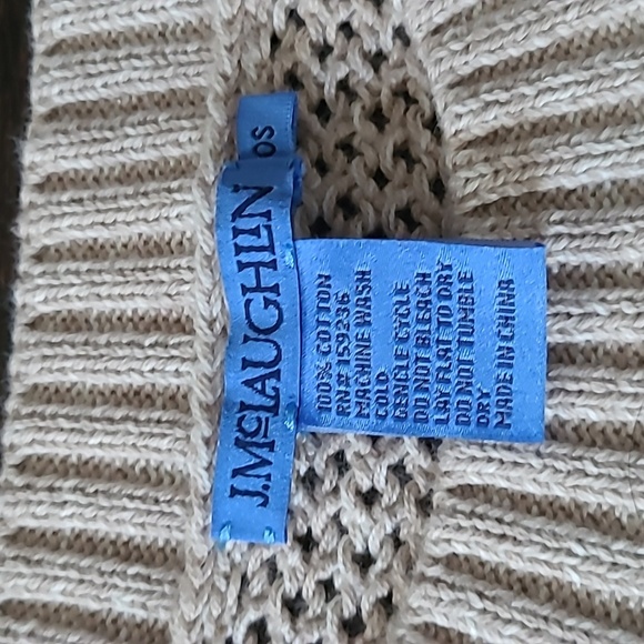 J. McLaughlin Katja Open Knit Poncho Sweater Cotton Wmns OS Beachy Boho Cottage - Picture 2 of 11